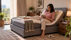 Adjustable bed for managing herniated disc pain at home.