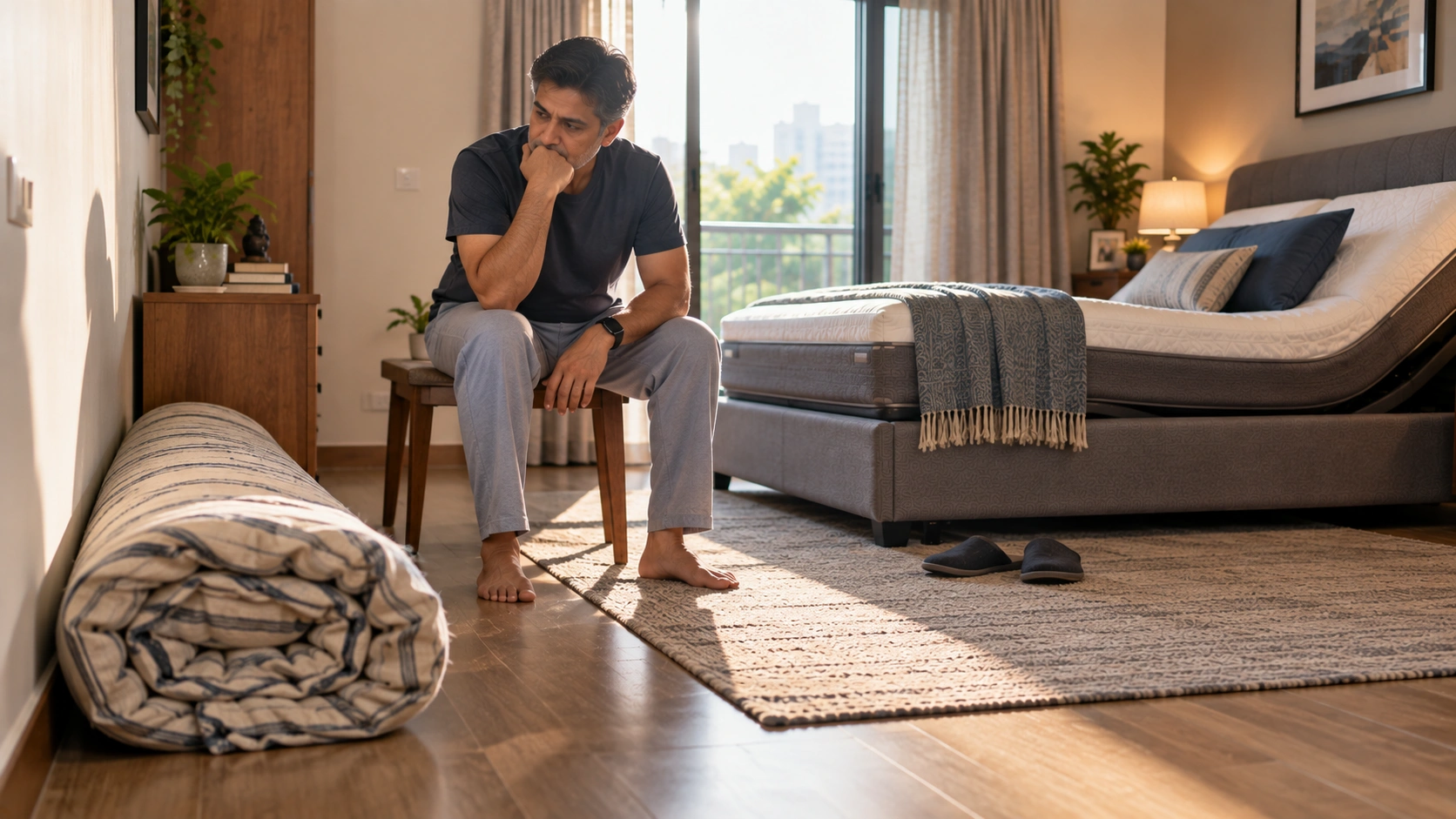 Firm mattress or floor vs adjustable bed for back pain.