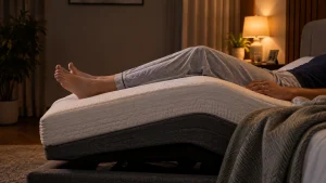 adjustable bed elevating the legs for restless leg syndrome.